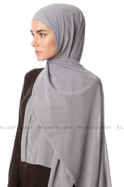 Derya - Mørkegrå Praktisk Chiffon Hijab