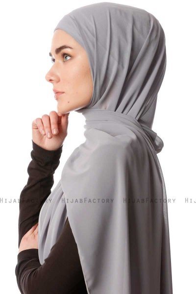 Derya - Mørkegrå Praktisk Chiffon Hijab