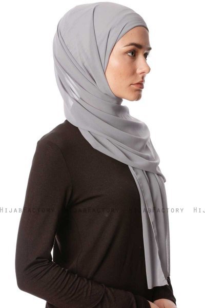 Derya - Mørkegrå Praktisk Chiffon Hijab