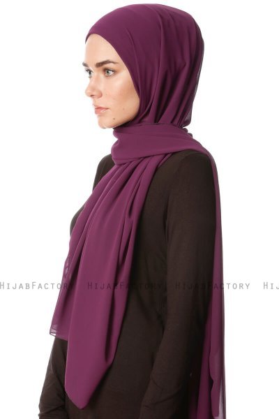 Derya - Mørke Lilla Praktisk Chiffon Hijab