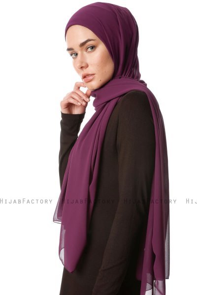 Derya - Mørke Lilla Praktisk Chiffon Hijab