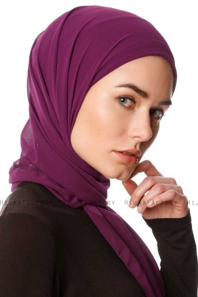 Derya - Mørke Lilla Praktisk Chiffon Hijab
