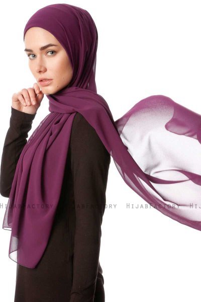 Derya - Mørke Lilla Praktisk Chiffon Hijab