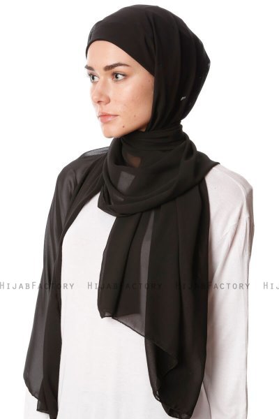 Derya - Sort Praktisk Chiffon Hijab