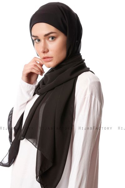 Derya - Sort Praktisk Chiffon Hijab