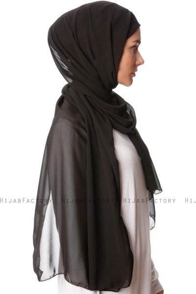 Derya - Sort Praktisk Chiffon Hijab