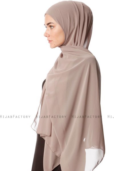 Derya - Lys Taupe Praktisk Chiffon Hijab