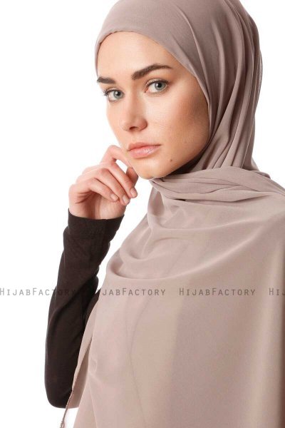 Derya - Lys Taupe Praktisk Chiffon Hijab