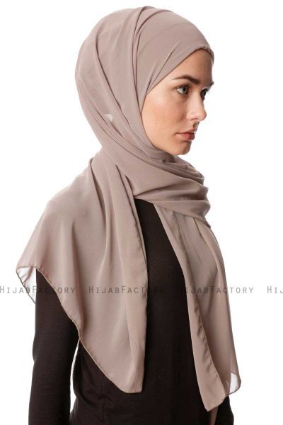 Derya - Lys Taupe Praktisk Chiffon Hijab
