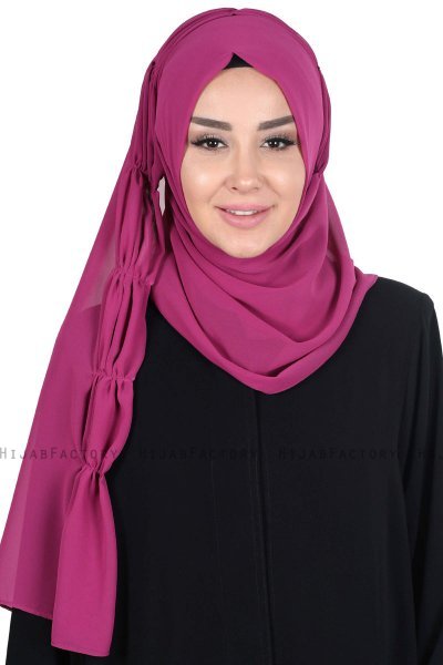 Disa - Fuchsia Praktisk Chiffon Hijab