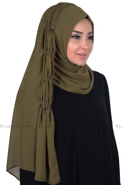 Disa - Khaki Praktisk Chiffon Hijab