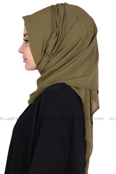 Disa - Khaki Praktisk Chiffon Hijab