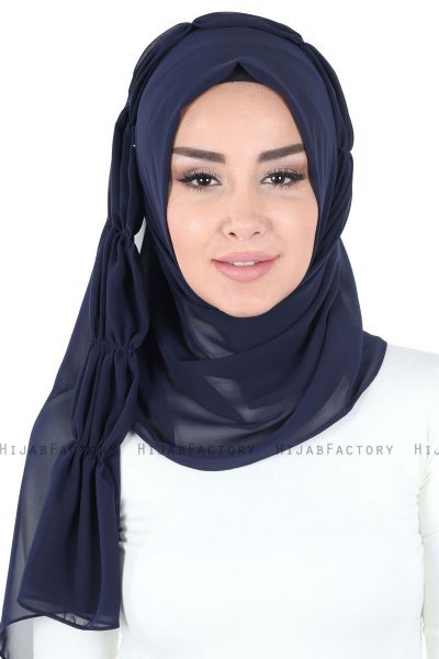 Disa - Marine Blå Praktisk Chiffon Hijab