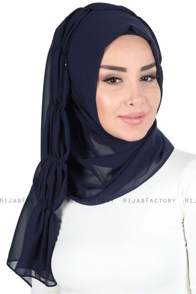 Disa - Marine Blå Praktisk Chiffon Hijab