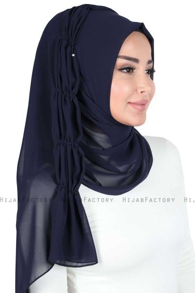 Disa - Marine Blå Praktisk Chiffon Hijab