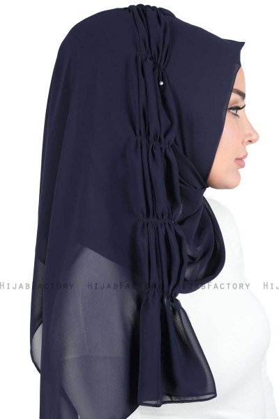 Disa - Marine Blå Praktisk Chiffon Hijab