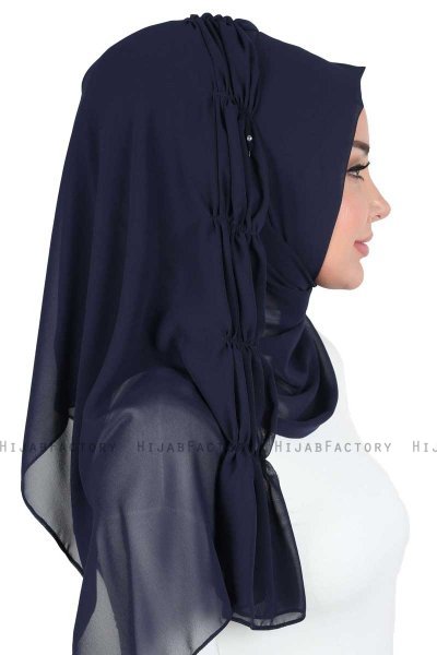 Disa - Marine Blå Praktisk Chiffon Hijab
