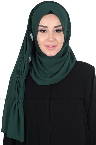 Disa - Mørkegrøn Praktisk Chiffon Hijab