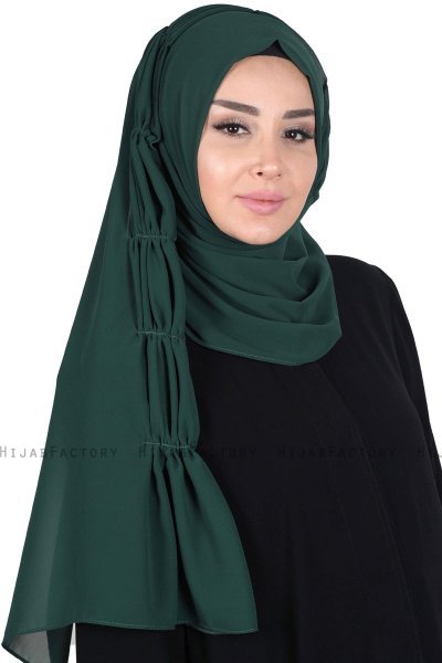 Disa - Mørkegrøn Praktisk Chiffon Hijab