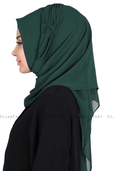 Disa - Mørkegrøn Praktisk Chiffon Hijab