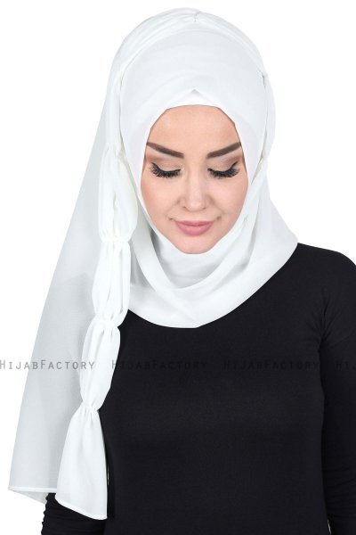 Disa - Offwhite Praktisk Chiffon Hijab