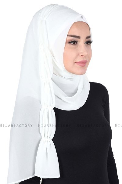 Disa - Offwhite Praktisk Chiffon Hijab