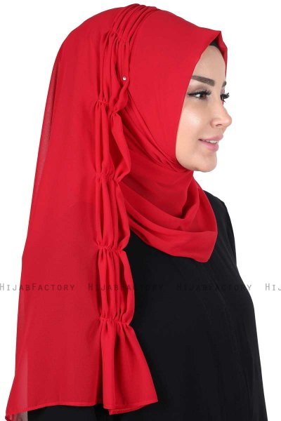 Disa - Rød Praktisk Chiffon Hijab