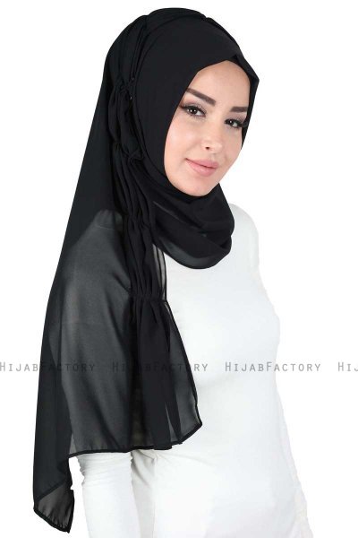 Disa - Sort Praktisk Chiffon Hijab
