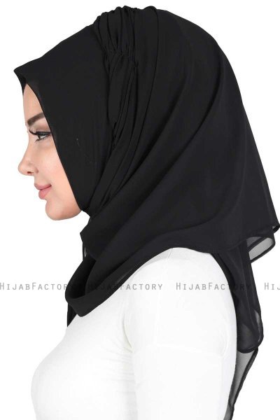Disa - Sort Praktisk Chiffon Hijab