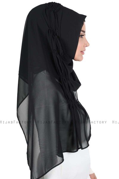 Disa - Sort Praktisk Chiffon Hijab