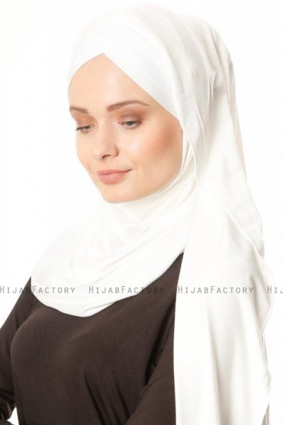 Duru - Creme & Hvid Jersey Hijab