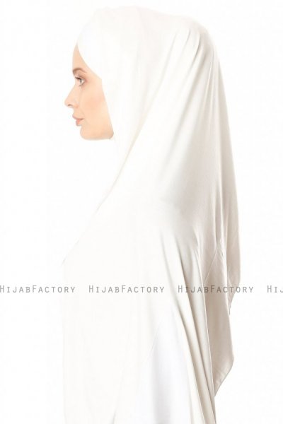 Duru - Creme & Hvid Jersey Hijab