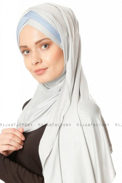 Duru - Lysegrå & Lyseblå Jersey Hijab