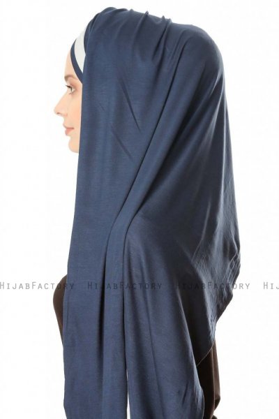 Duru - Marine Blå & Grå Jersey Hijab