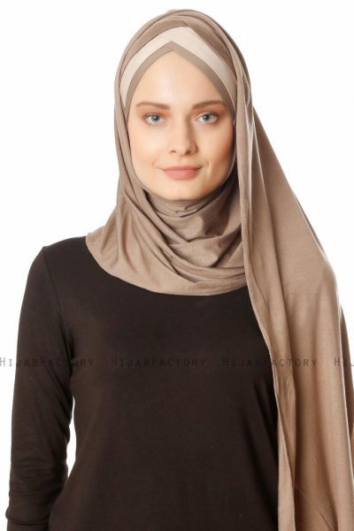 Duru - Mørk Taupe & Taupe Jersey Hijab