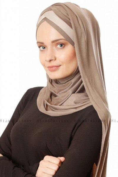 Duru - Mørk Taupe & Taupe Jersey Hijab