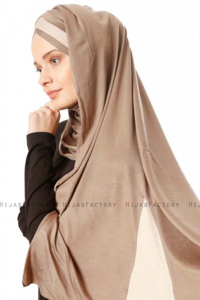 Duru - Mørk Taupe & Taupe Jersey Hijab
