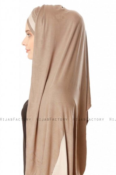 Duru - Mørk Taupe & Taupe Jersey Hijab