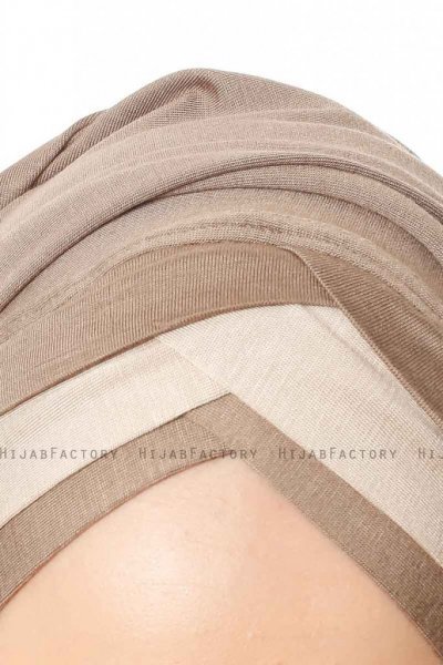 Duru - Mørk Taupe & Taupe Jersey Hijab