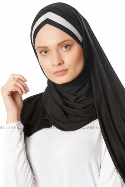 Duru - Svart & Grå Jersey Hijab