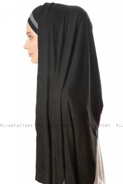 Duru - Svart & Mørkegrå Jersey Hijab