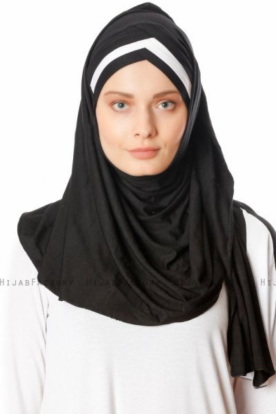 Duru - Svart & Hvid Jersey Hijab