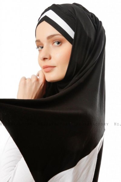 Duru - Svart & Hvid Jersey Hijab