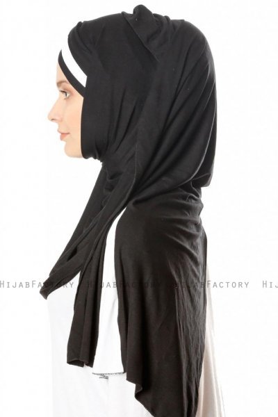 Duru - Svart & Hvid Jersey Hijab