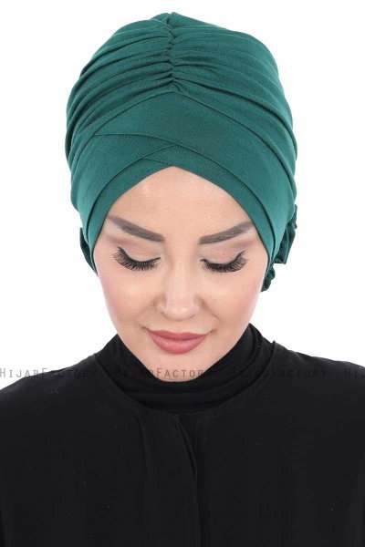 Elisabeth - Mørkegrøn Bomuld Turban