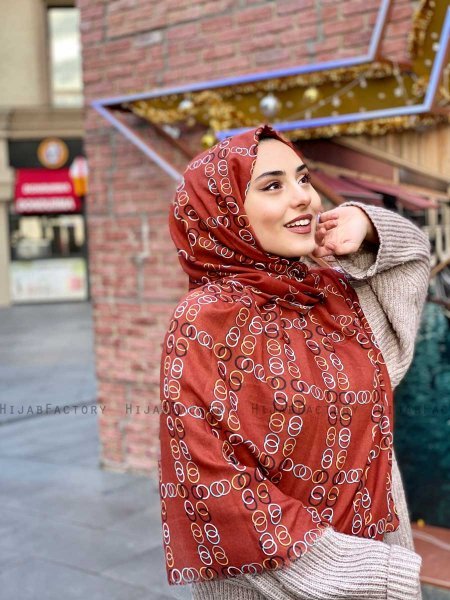 Elyas - Murstensrød Mønstred Bomuld Hijab - Mirach