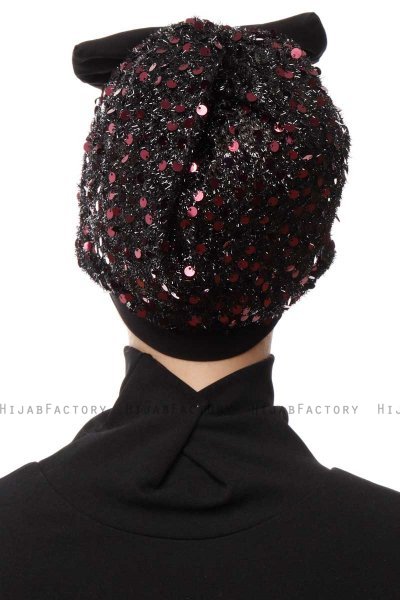 Enfleda - Sort & Burdeos Turban