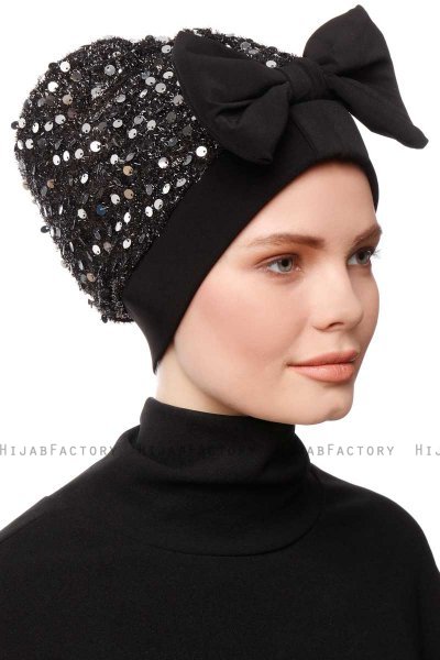 Enfleda - Sort & Lysegrå Turban