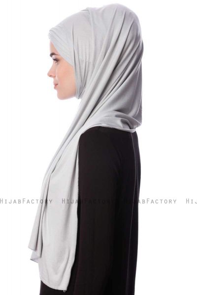 Eslem - Lysegrå Pile Jersey Hijab - Ecardin