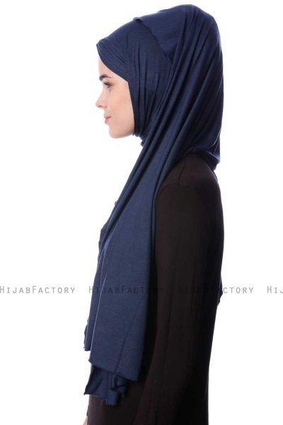 Eslem - Marine Blå Pile Jersey Hijab - Ecardin